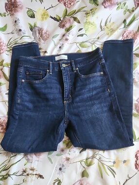 LOFT Women's Dark Indigo Stretch Skinny Jeans, Size 27/4 Petite
